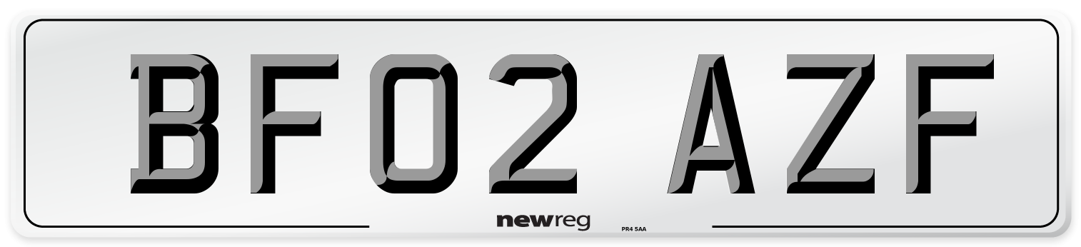 BF02 AZF Number Plate from New Reg